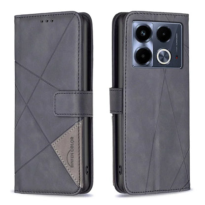BINFEN COLOR BF05 For Infinix Note 40 Case Stand Wallet PU Leather Geometric Phone Cover