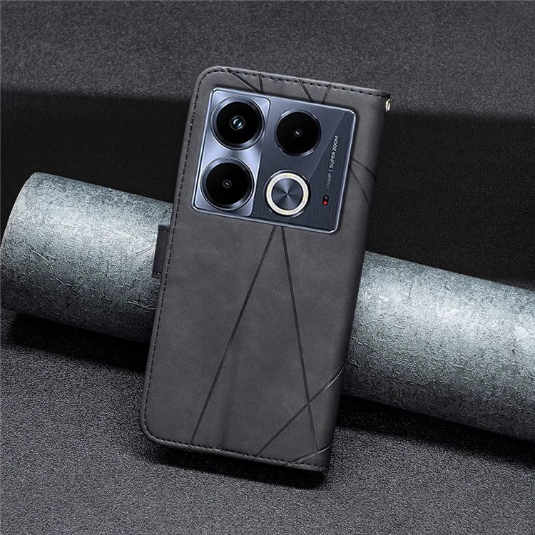 BINFEN COLOR BF05 For Infinix Note 40 Case Stand Wallet PU Leather Geometric Phone Cover