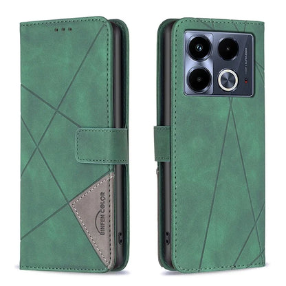 BINFEN COLOR BF05 For Infinix Note 40 Case Stand Wallet PU Leather Geometric Phone Cover
