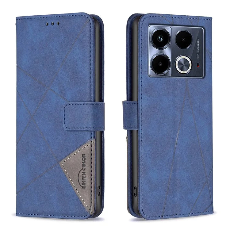 BINFEN COLOR BF05 For Infinix Note 40 Case Stand Wallet PU Leather Geometric Phone Cover