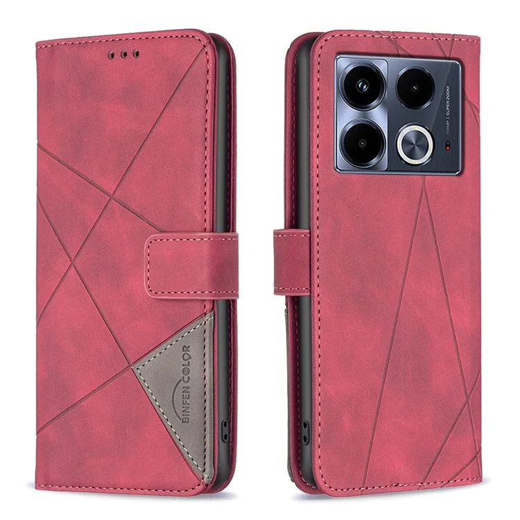 BINFEN COLOR BF05 For Infinix Note 40 Case Stand Wallet PU Leather Geometric Phone Cover