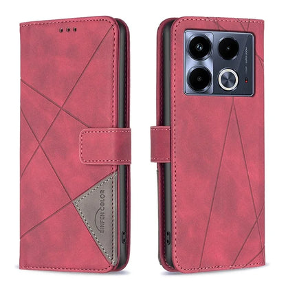 BINFEN COLOR BF05 For Infinix Note 40 Case Stand Wallet PU Leather Geometric Phone Cover