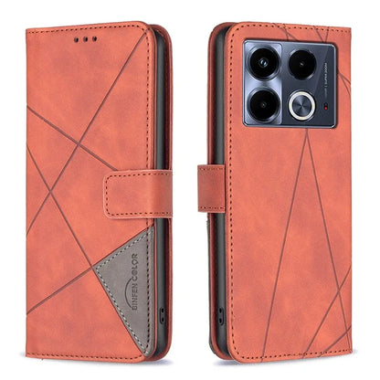 BINFEN COLOR BF05 For Infinix Note 40 Case Stand Wallet PU Leather Geometric Phone Cover