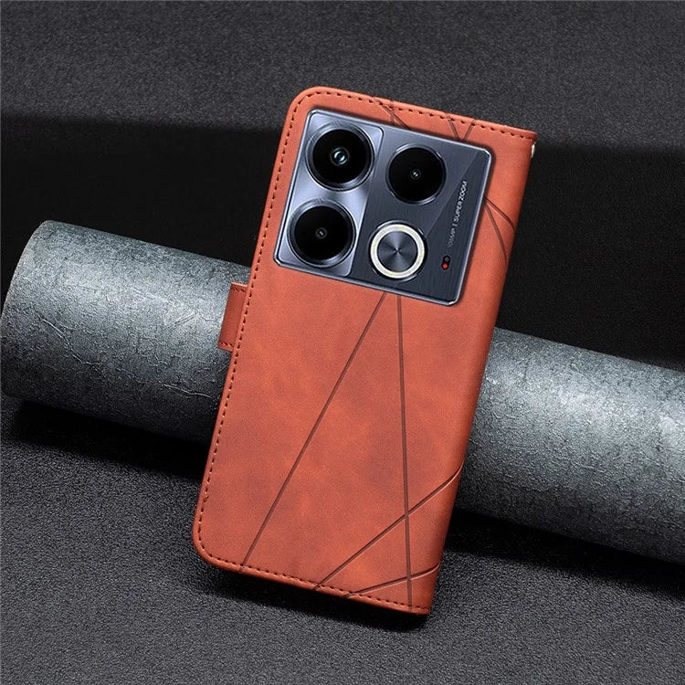 BINFEN COLOR BF05 For Infinix Note 40 Case Stand Wallet PU Leather Geometric Phone Cover