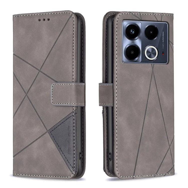 BINFEN COLOR BF05 For Infinix Note 40 Case Stand Wallet PU Leather Geometric Phone Cover