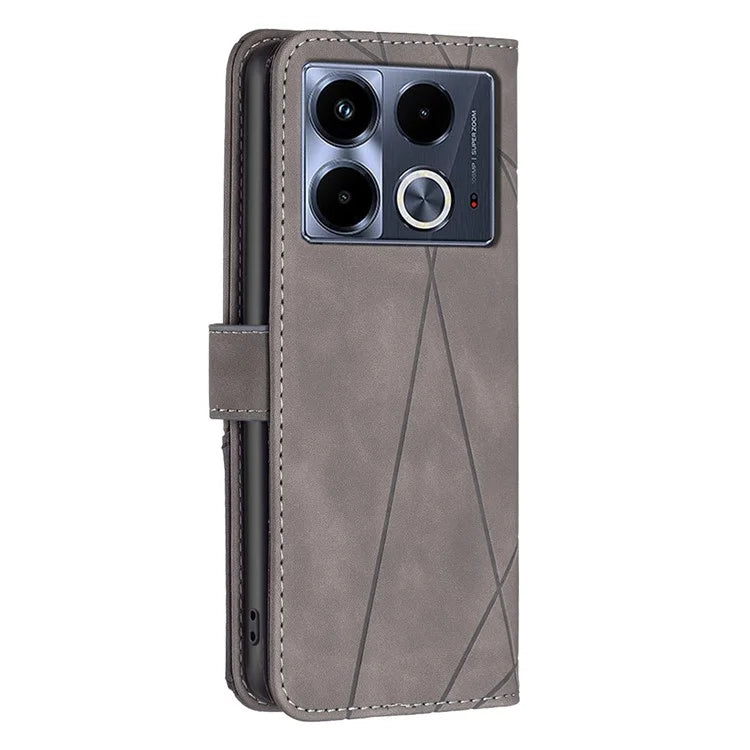 BINFEN COLOR BF05 For Infinix Note 40 Case Stand Wallet PU Leather Geometric Phone Cover