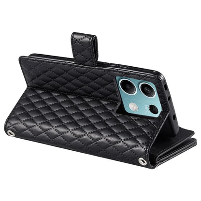 Style 012 for Xiaomi Redmi Note 13 4G Leather Wallet Case Rhombus Zipper Pocket Phone Cover