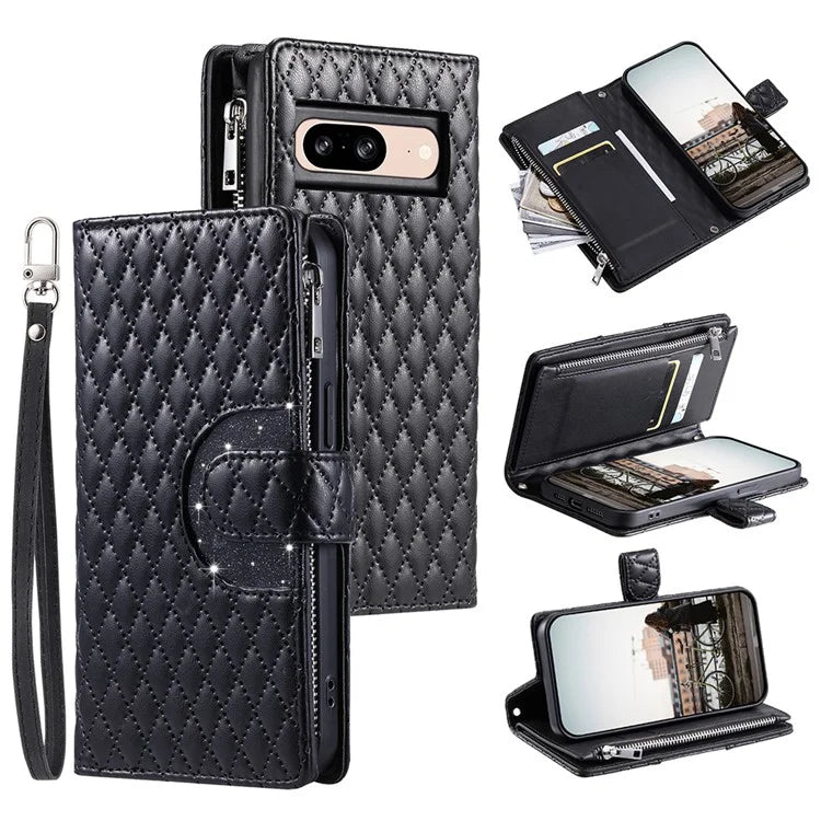Style 012 for Google Pixel 8 Wallet Case Rhombus PU Leather Shockproof Phone Cover