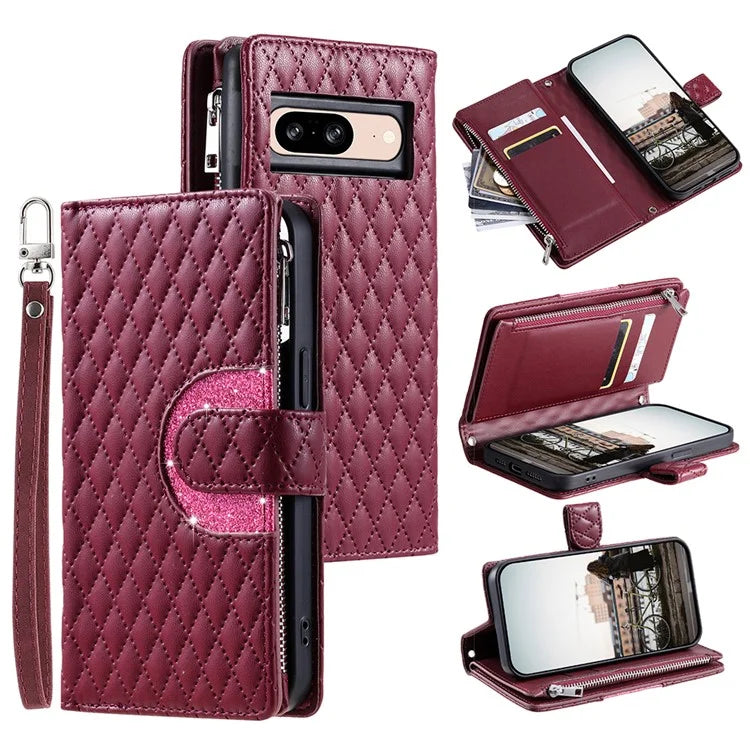 Style 012 for Google Pixel 8 Wallet Case Rhombus PU Leather Shockproof Phone Cover