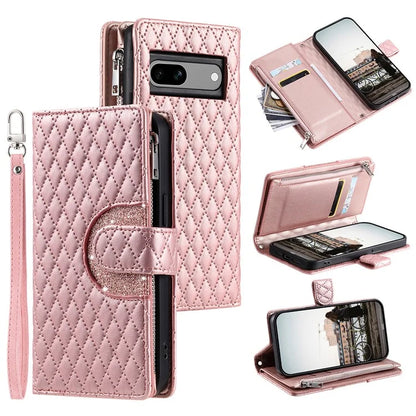 Style 012 for Google Pixel 8a Case Leather Glitter Design Phone Cover with Card Slots