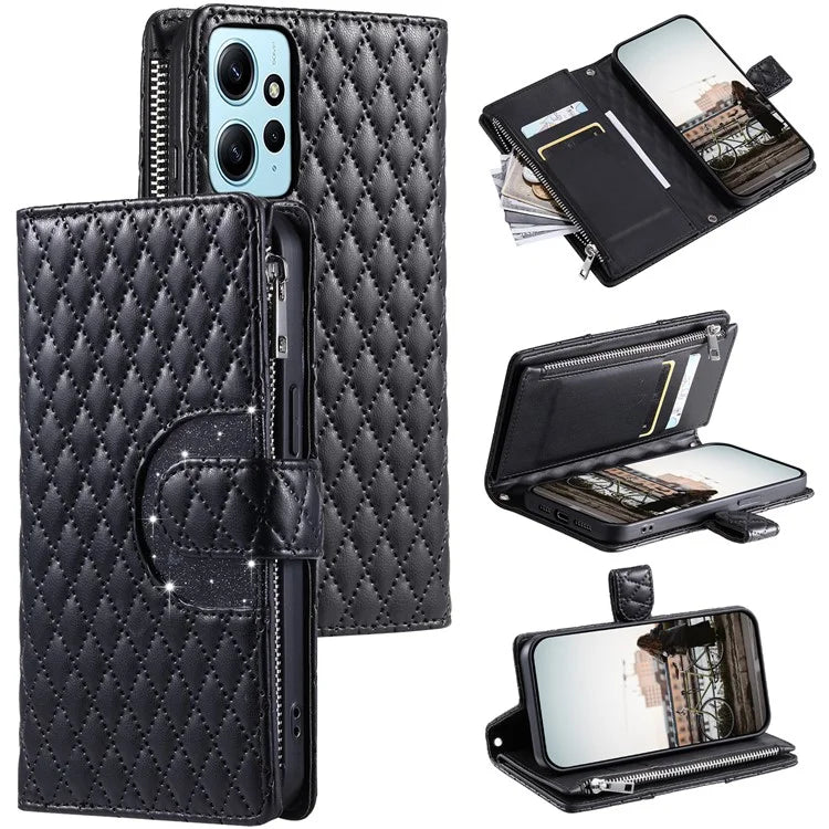 Style 012 for Xiaomi Redmi Note 12 4G Case Leather Phone Cover with Zipper Wallet Stand