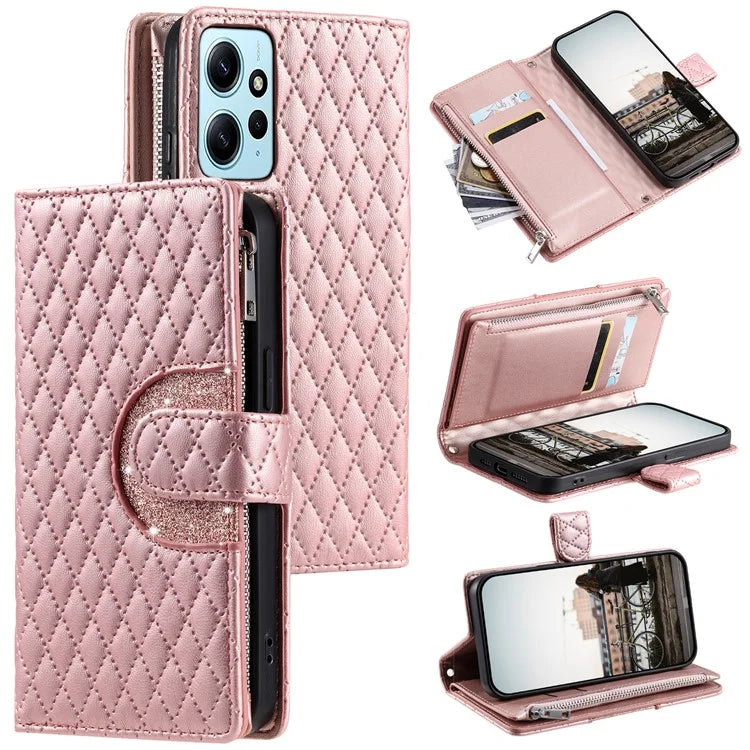 Style 012 for Xiaomi Redmi Note 12 4G Case Leather Phone Cover with Zipper Wallet Stand