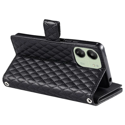 Style 012 for Xiaomi Redmi 13C 4G / 13C 5G / 13R 5G / Poco M6 5G / Poco C65 4G Case Glitter Design Wallet Phone Cover with Wrist Strap