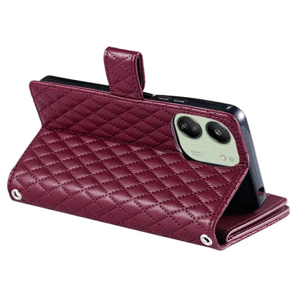 Style 012 for Xiaomi Redmi 13C 4G / 13C 5G / 13R 5G / Poco M6 5G / Poco C65 4G Case Glitter Design Wallet Phone Cover with Wrist Strap