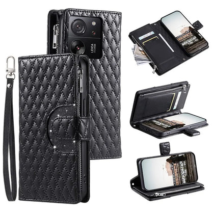 Style 012 for Xiaomi 13T / 13T Pro / Redmi K60 Ultra Wallet Case PU Leather Rhombus Pattern Phone Cover