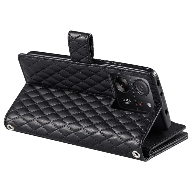 Style 012 for Xiaomi 13T / 13T Pro / Redmi K60 Ultra Wallet Case PU Leather Rhombus Pattern Phone Cover