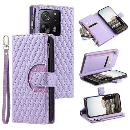 Style 012 for Xiaomi 13T / 13T Pro / Redmi K60 Ultra Wallet Case PU Leather Rhombus Pattern Phone Cover