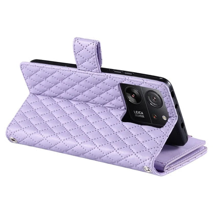 Style 012 for Xiaomi 13T / 13T Pro / Redmi K60 Ultra Wallet Case PU Leather Rhombus Pattern Phone Cover