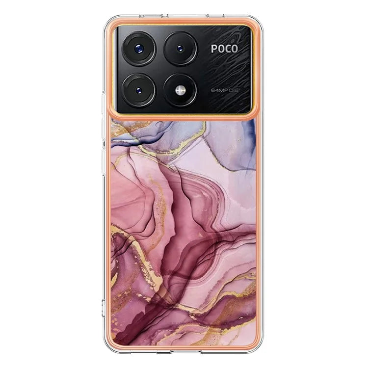 YB IMD Series-16 Style-E For Xiaomi Poco X6 Pro 5G / Redmi K70E 5G TPU Case Electroplating Edge Phone Cover Gold