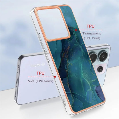 YB IMD Series-16 Style-E For Xiaomi Redmi Note 13 Pro 5G / Poco X6 5G TPU Case Electroplating Edge IMD Phone Cover