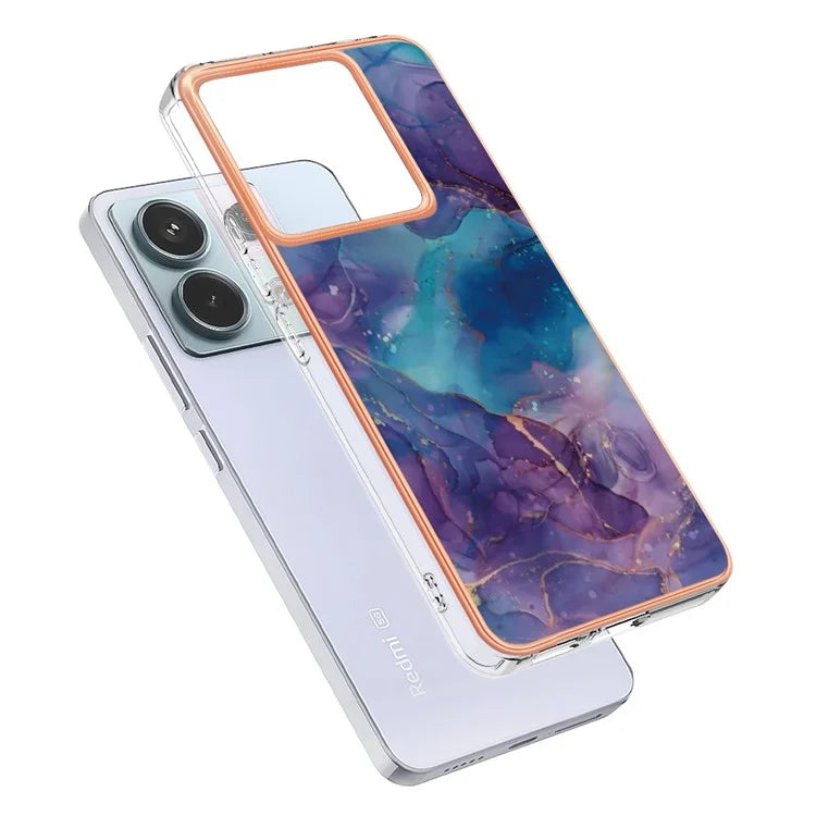 YB IMD Series-16 Style-E For Xiaomi Redmi Note 13 Pro 5G / Poco X6 5G TPU Case Electroplating Edge IMD Phone Cover