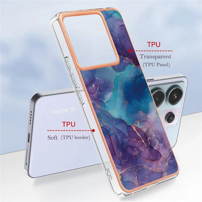 YB IMD Series-16 Style-E For Xiaomi Redmi Note 13 Pro 5G / Poco X6 5G TPU Case Electroplating Edge IMD Phone Cover