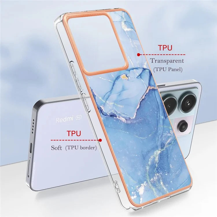 YB IMD Series-16 Style-E For Xiaomi Redmi Note 13 Pro 5G / Poco X6 5G TPU Case Electroplating Edge IMD Phone Cover
