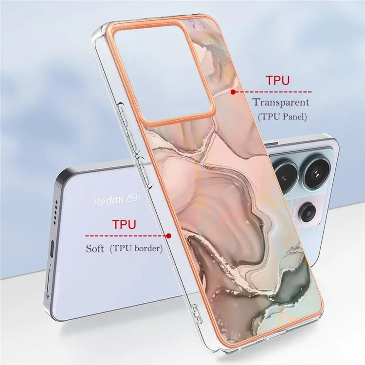 YB IMD Series-16 Style-E For Xiaomi Redmi Note 13 Pro 5G / Poco X6 5G TPU Case Electroplating Edge IMD Phone Cover