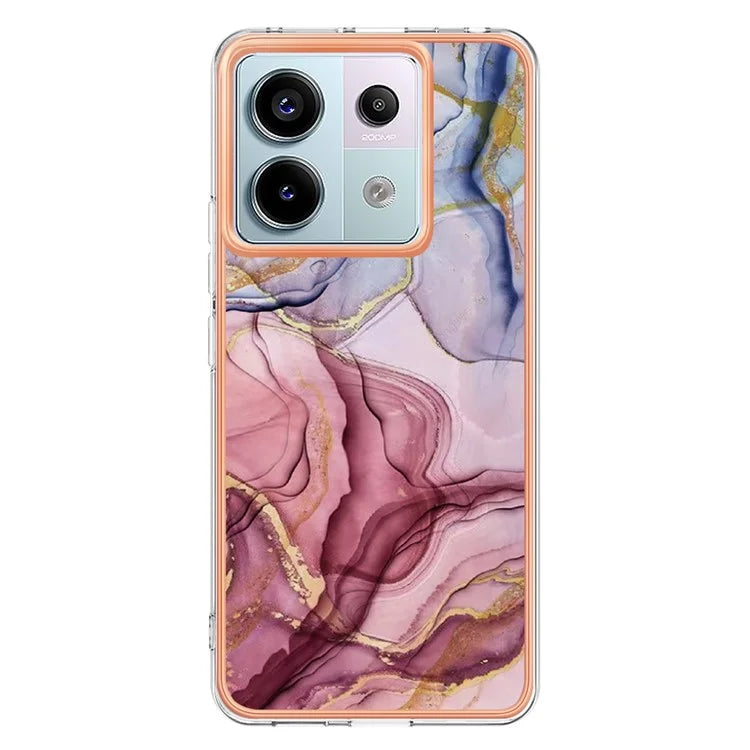YB IMD Series-16 Style-E For Xiaomi Redmi Note 13 Pro 5G / Poco X6 5G TPU Case Electroplating Edge IMD Phone Cover Gold