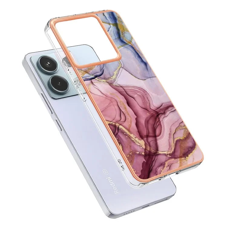 YB IMD Series-16 Style-E For Xiaomi Redmi Note 13 Pro 5G / Poco X6 5G TPU Case Electroplating Edge IMD Phone Cover Gold
