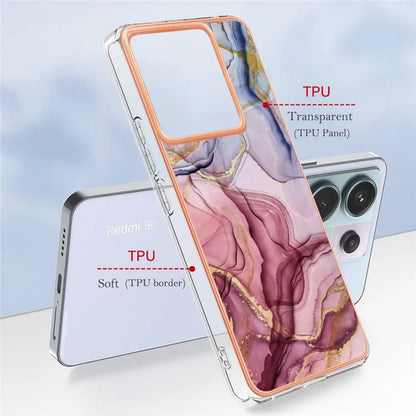 YB IMD Series-16 Style-E For Xiaomi Redmi Note 13 Pro 5G / Poco X6 5G TPU Case Electroplating Edge IMD Phone Cover Gold