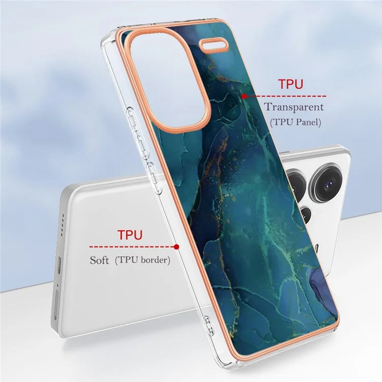 YB IMD Series-16 Style-E For Xiaomi Redmi Note 13 Pro+ 5G Phone Case Electroplating Edge IMD TPU Cover