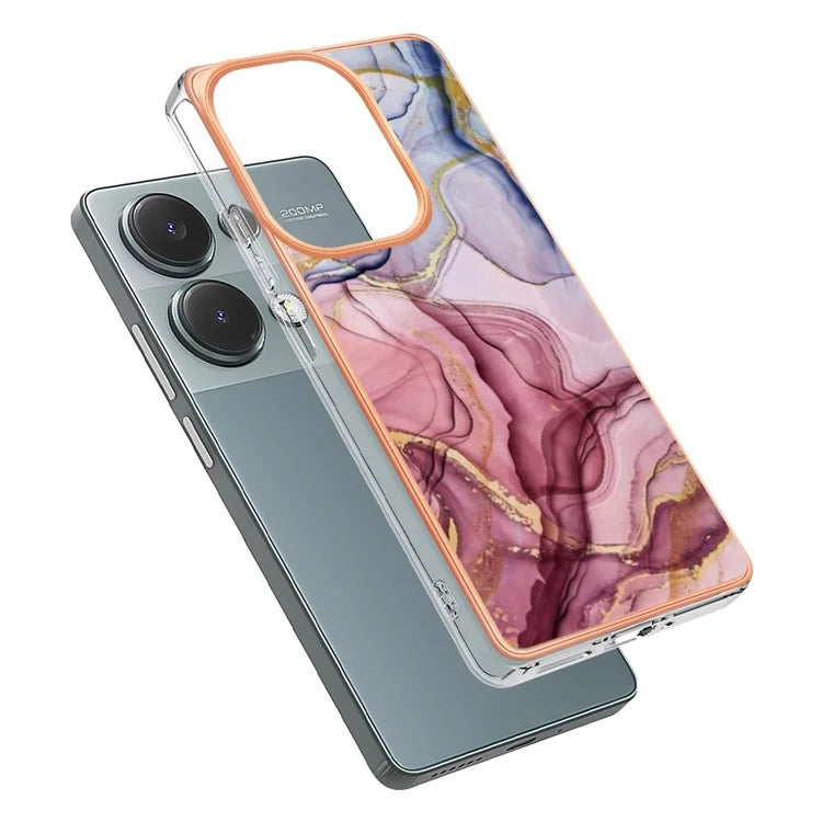 YB IMD Series-16 Style-E For Xiaomi Redmi Note 13 Pro 4G / Poco M6 Pro 4G Case 2.0mm Electroplating TPU Cover Gold