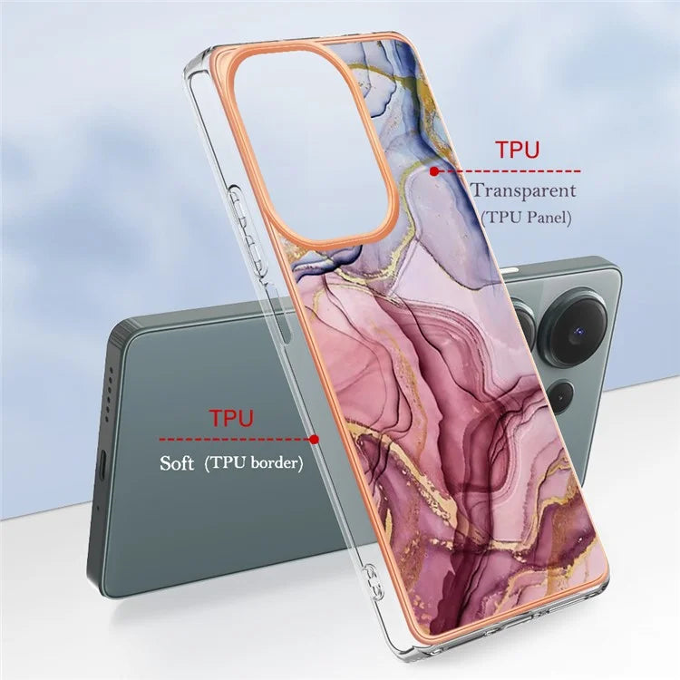 YB IMD Series-16 Style-E For Xiaomi Redmi Note 13 Pro 4G / Poco M6 Pro 4G Case 2.0mm Electroplating TPU Cover Gold