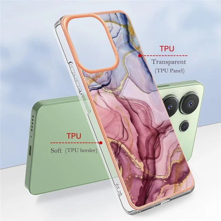 YB IMD Series-16 Style-E For Xiaomi Redmi Note 13 4G Case Electroplating Slim TPU Phone Cover Gold