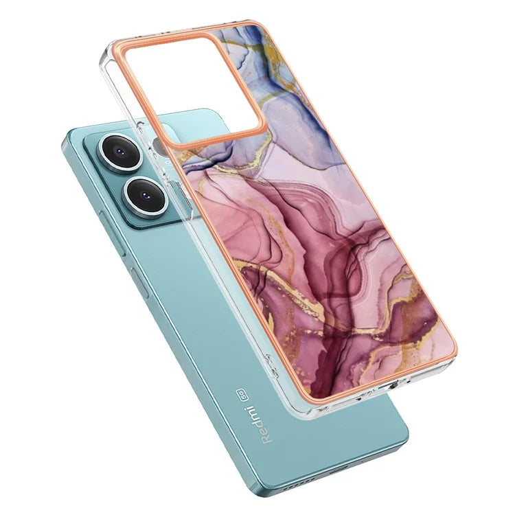 YB IMD Series-16 Style-E For Xiaomi Redmi Note 13 5G Case Electroplating Edge TPU Slim-Fit Back Cover Gold