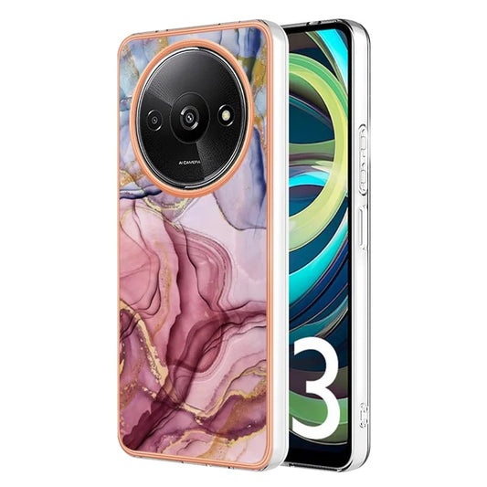 YB IMD Series-16 Style-E For Xiaomi Redmi A3 / Poco C61 4G Electroplating Case Marble Pattern 2.0mm TPU Phone Cover