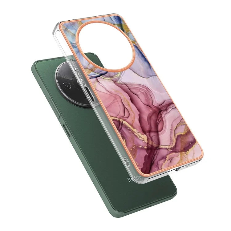 YB IMD Series-16 Style-E For Xiaomi Redmi A3 / Poco C61 4G Electroplating Case Marble Pattern 2.0mm TPU Phone Cover