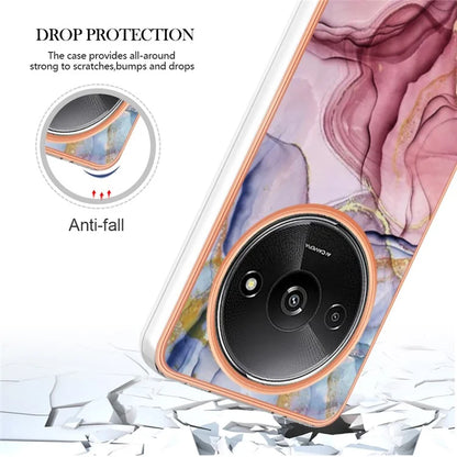 YB IMD Series-16 Style-E For Xiaomi Redmi A3 / Poco C61 4G Electroplating Case Marble Pattern 2.0mm TPU Phone Cover