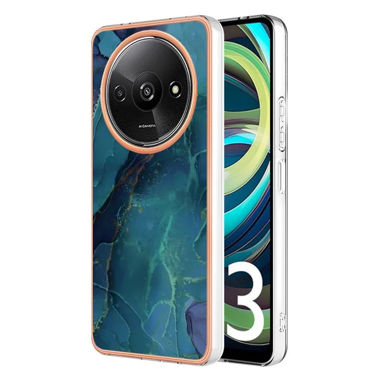 YB IMD Series-16 Style-E For Xiaomi Redmi A3 / Poco C61 4G Electroplating Case Marble Pattern 2.0mm TPU Phone Cover