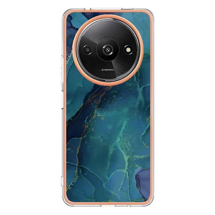 YB IMD Series-16 Style-E For Xiaomi Redmi A3 / Poco C61 4G Electroplating Case Marble Pattern 2.0mm TPU Phone Cover