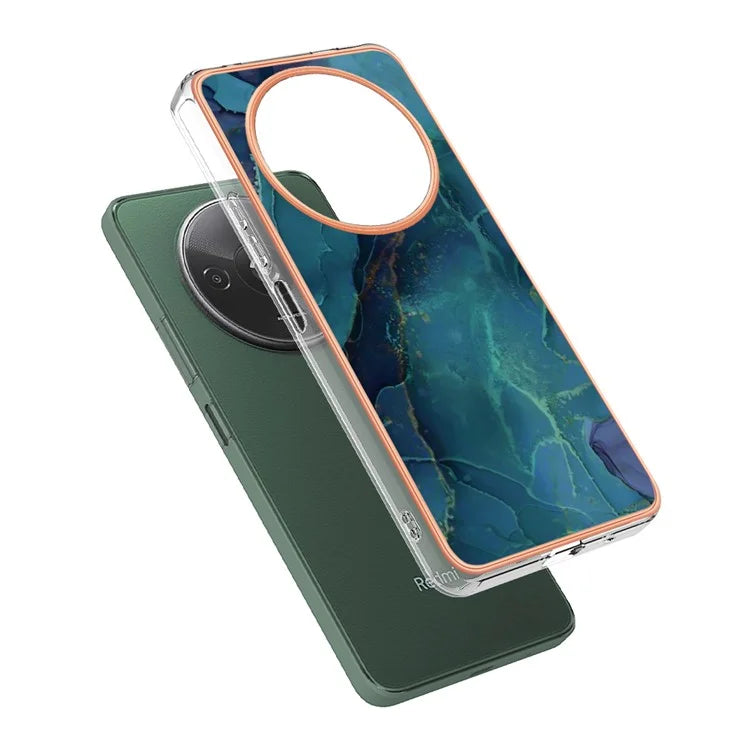 YB IMD Series-16 Style-E For Xiaomi Redmi A3 / Poco C61 4G Electroplating Case Marble Pattern 2.0mm TPU Phone Cover