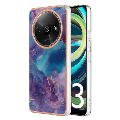 YB IMD Series-16 Style-E For Xiaomi Redmi A3 / Poco C61 4G Electroplating Case Marble Pattern 2.0mm TPU Phone Cover
