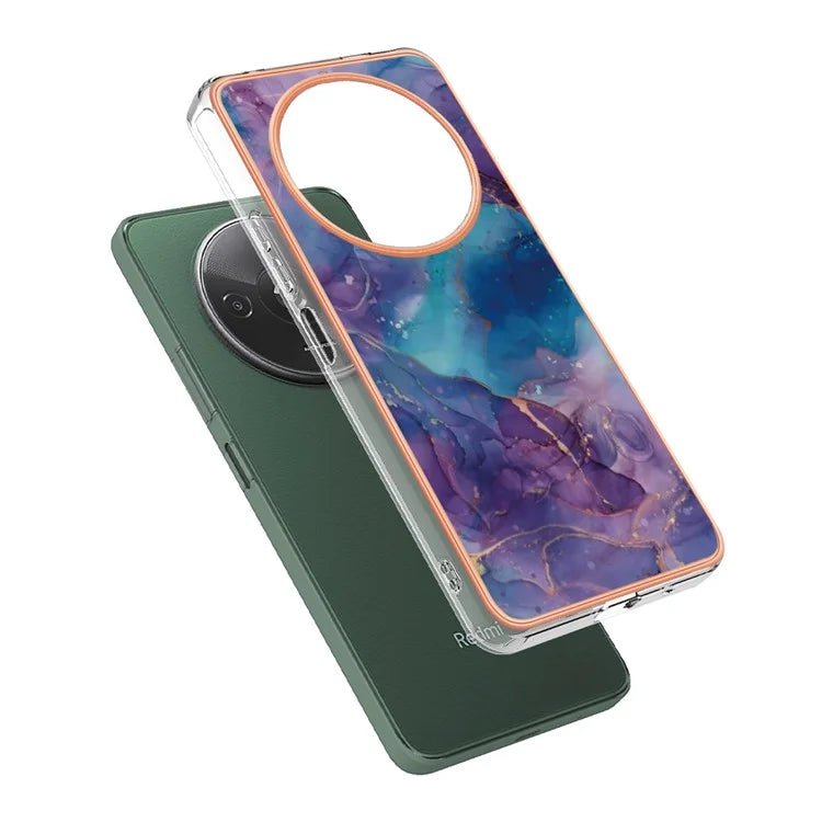YB IMD Series-16 Style-E For Xiaomi Redmi A3 / Poco C61 4G Electroplating Case Marble Pattern 2.0mm TPU Phone Cover