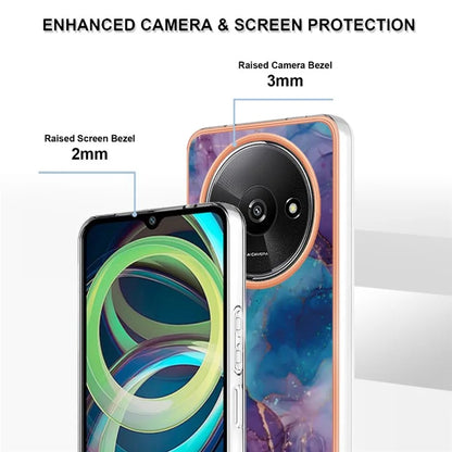 YB IMD Series-16 Style-E For Xiaomi Redmi A3 / Poco C61 4G Electroplating Case Marble Pattern 2.0mm TPU Phone Cover