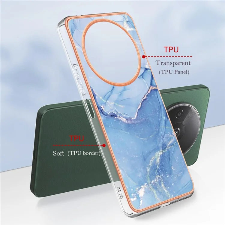 YB IMD Series-16 Style-E For Xiaomi Redmi A3 / Poco C61 4G Electroplating Case Marble Pattern 2.0mm TPU Phone Cover