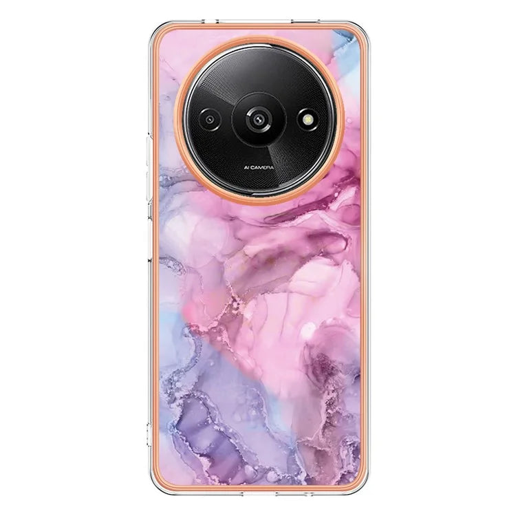 YB IMD Series-16 Style-E For Xiaomi Redmi A3 / Poco C61 4G Electroplating Case Marble Pattern 2.0mm TPU Phone Cover