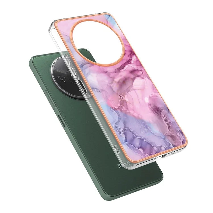 YB IMD Series-16 Style-E For Xiaomi Redmi A3 / Poco C61 4G Electroplating Case Marble Pattern 2.0mm TPU Phone Cover