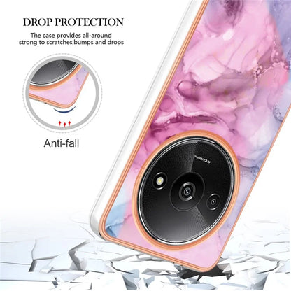 YB IMD Series-16 Style-E For Xiaomi Redmi A3 / Poco C61 4G Electroplating Case Marble Pattern 2.0mm TPU Phone Cover