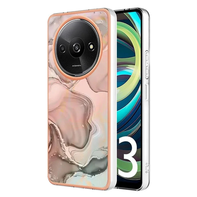 YB IMD Series-16 Style-E For Xiaomi Redmi A3 / Poco C61 4G Electroplating Case Marble Pattern 2.0mm TPU Phone Cover